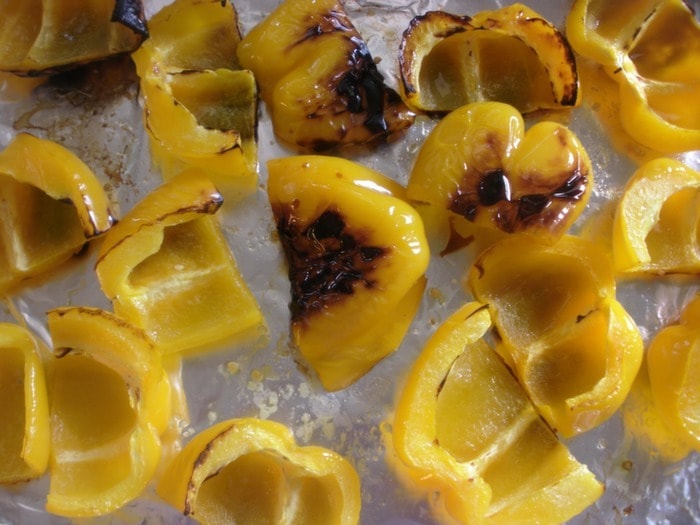 Blistered Yellow Peppers for Romesco Sauce | Take Two Tapas | #Romesco #Sauce #YellowPepper #Almond