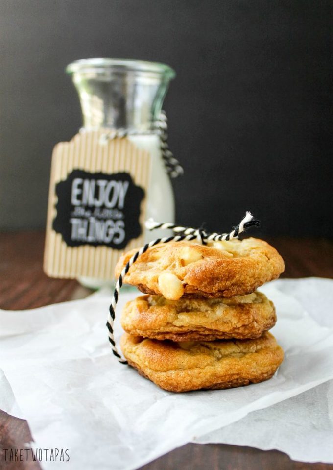 This classic combination never gets old! These cookies will please anyone with the tastes of White Chocolate and toasted Macadamia Nuts! White Chocolate Macadamia Nut Cookies | Take Two Tapas