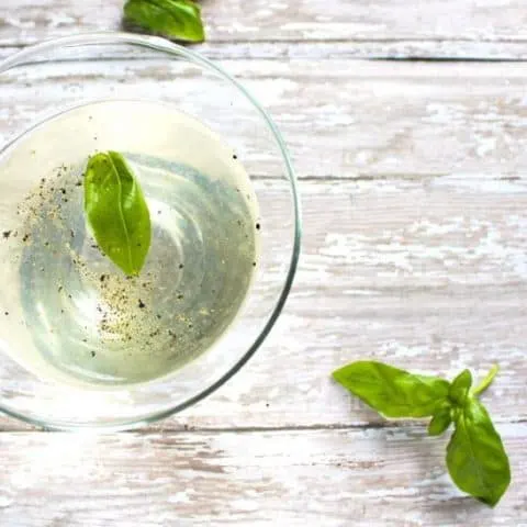 close up of Basil Martini with Lime and Black Pepper