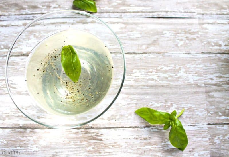 close up of Basil Martini with Lime and Black Pepper