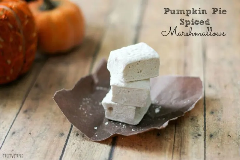Pinterest image with text "Pumpkin Pie Spice Marshmallows"
