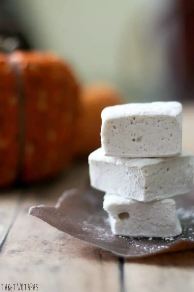 Making homemade marshmallows is not as hard as you might think. Making your own means you can cut them into any shape you want and add your own flavors! Pumpkin Pie Spice Marshmallows | Take Two Tapas
