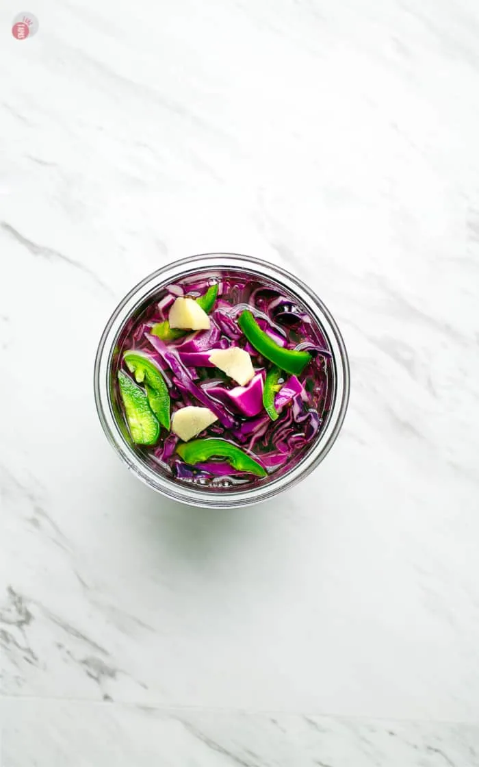 jar with cabbage and liquid