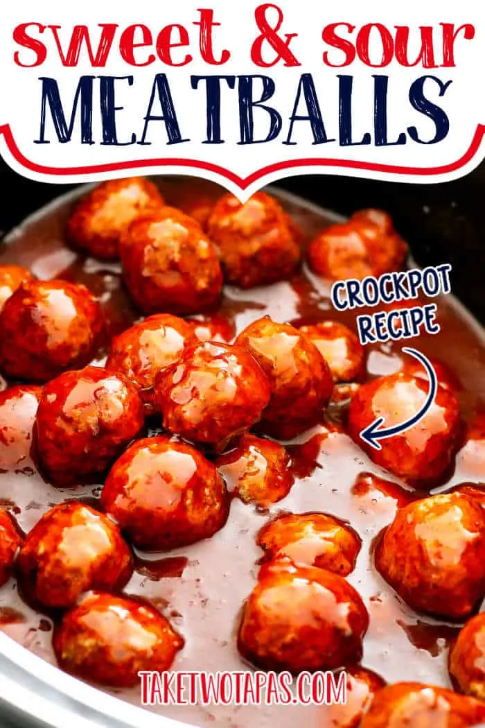 meatballs with text "sweet & sour meatballs"