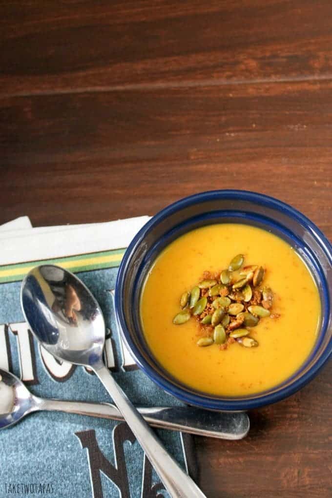Butternut Squash Soup with Gingersnap Pumpkin Seed Crumble