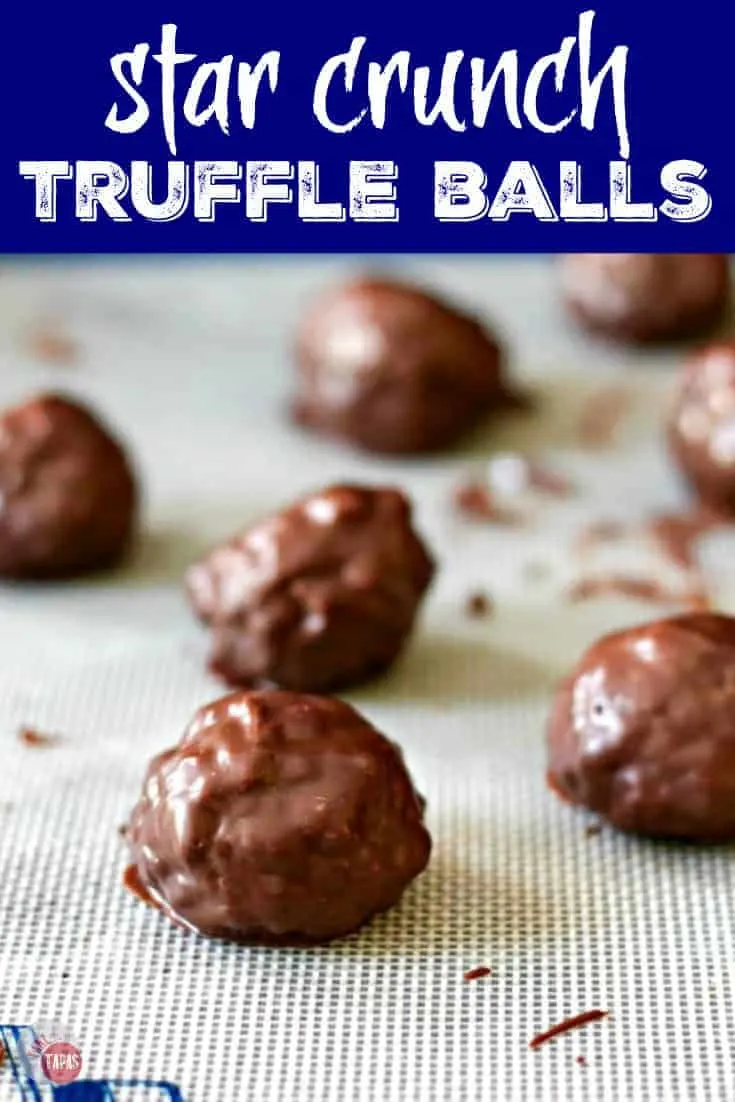 Pinterest image with text "star crunch truffle balls"