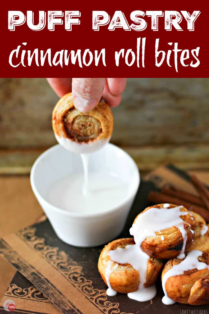 Puff Pastry Cinnamon Roll Bites | Take Two Tapas | #PuffPastry #CinnamonRolls #Breakfast