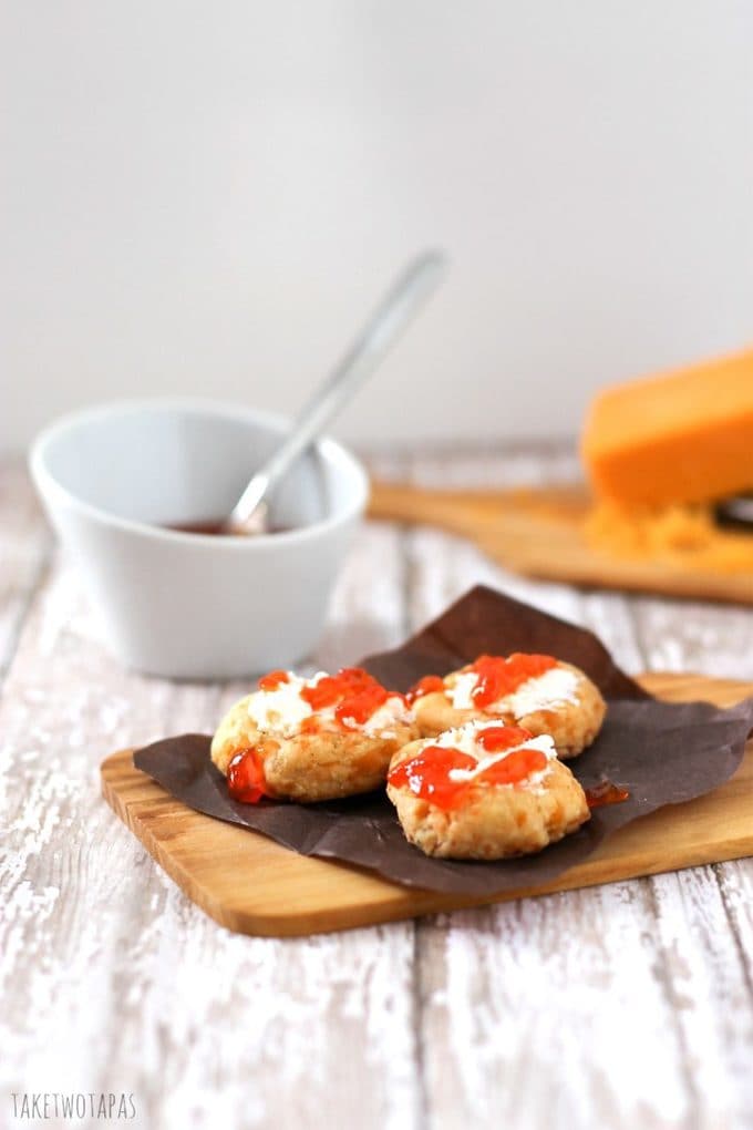 Spicy Cheese Thumbprints with Goat Cheese and Pepper Jelly