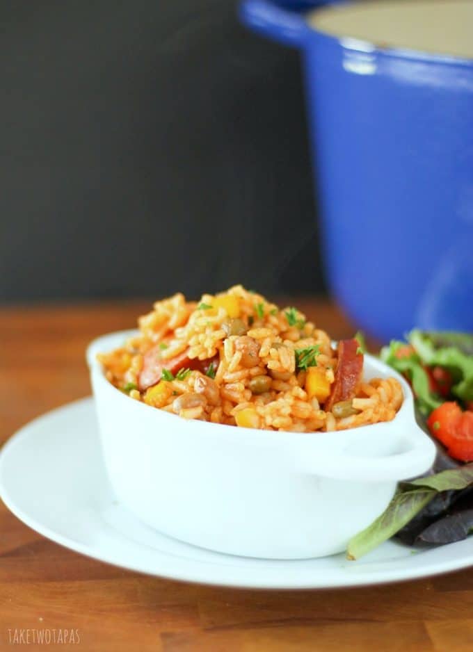 Smoked Sausage Peas and Rice One Pot Dinner