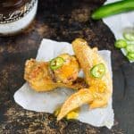 Oven Baked Sweet and Spicy Chicken Wings are even better with fresh peaches and a hint of bourbon! Peach Bourbon Sweet and Spicy Chicken Wings Recipe | Take Two Tapas | #Peach #Bourbon #ChickenWings #ChickenWingFlavors #ChickenWingSauces #Spicy