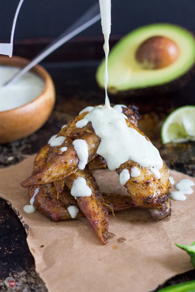 Crispy oven-baked southwest spiced chicken wings marinated in homemade Southwest Seasoning Mix are a great addition to any party! | Take Two Tapas | #Southwest #TacoSeasoning #ChickenWings #SouthwestChickenWings #ChickenWingRecipe #ChickenWingFlavors
