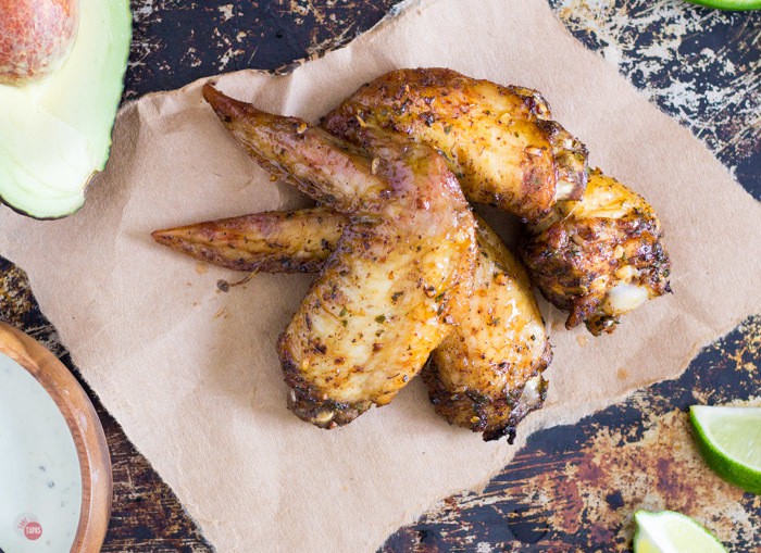 Southwest Chicken Wings go great with Avocado Salsa Verde | Take Two Tapas | #Southwest #TacoSeasoning #ChickenWings #SouthwestChickenWings #ChickenWingRecipe #ChickenWingFlavors