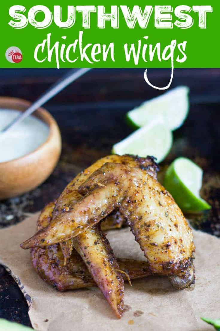 Pinterest image with text "southwest chicken wings"