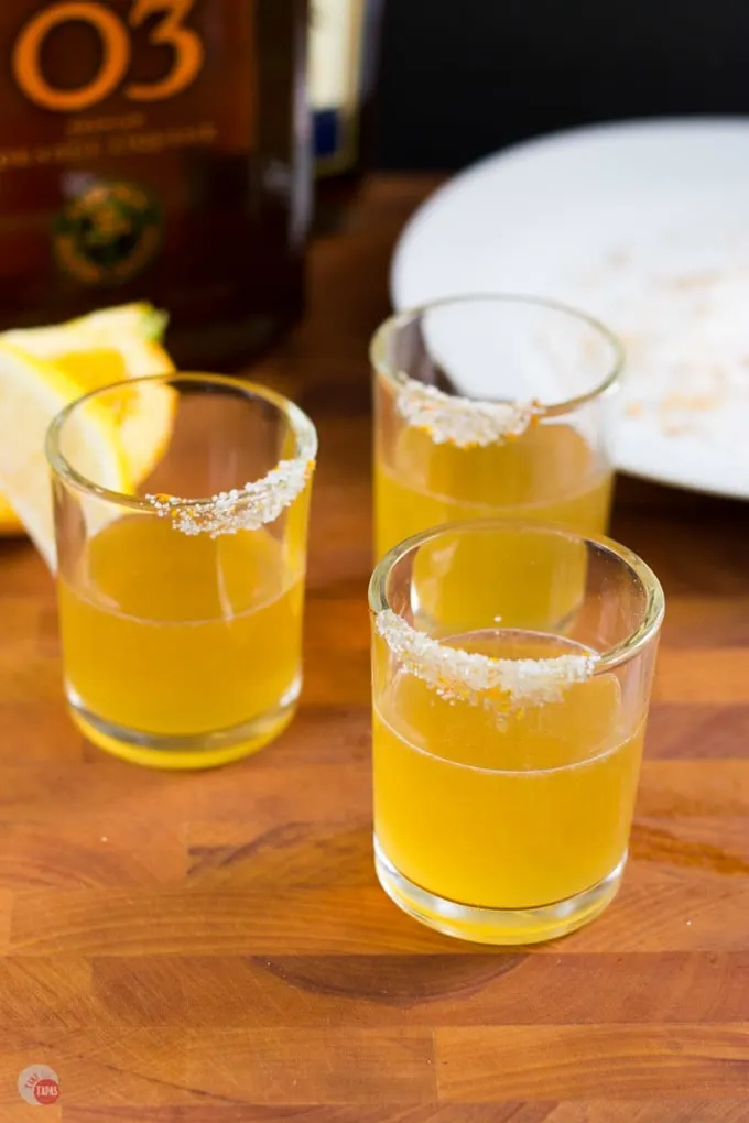 Sidecar cocktails on a wood surface