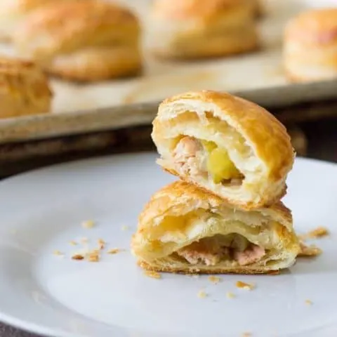 Smoked Chicken and Roasted Grape Hand Pie on a white plate