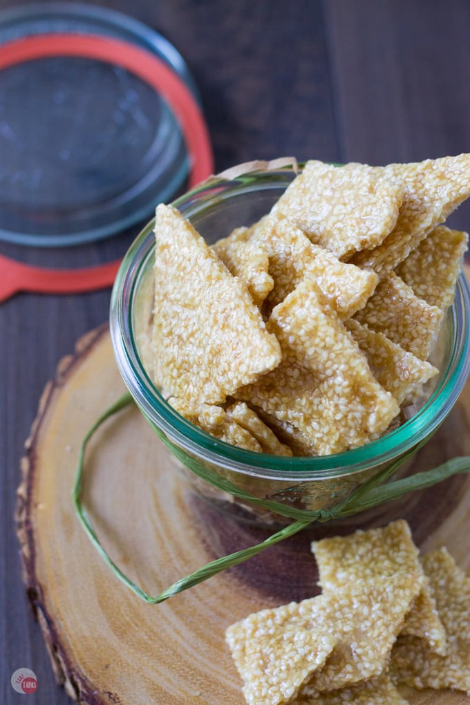 This buttery benne brittle candy is filled with toasted benne (sesame) seeds! | Take Two Tapas | #BenneSeed #SesameSeeds #brittle #BenneBrittle #BenneCandy