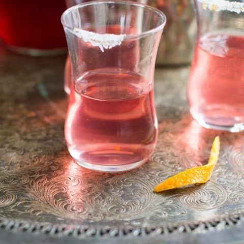 Side view of cosmopolitan shots