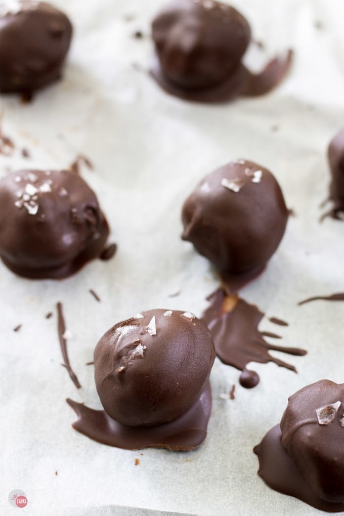 Peanut Butter and Honey Cracker truffles with dark chocolate! | Take Two Tapas | #TruffleRecipe #truffles #Crackers #PeanutButter #Honey