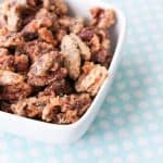 Crispy Sugared Pecans are a sweet and crunchy snack that is great to top your yogurt, your ice cream, or just to eat by the handful. Crispy Sugared Pecans Recipe | Take Two Tapas | #Pecans #Sugared #Snacks #Nuts #Desserts