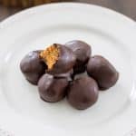 Creamy Dulce de Leche meets a salty cracker and fall in love. They drink to their love with Fireball whiskey and swim in some chocolate to complete their date! Dulce de Leche Fireball Truffles Recipe | Take Two Tapas