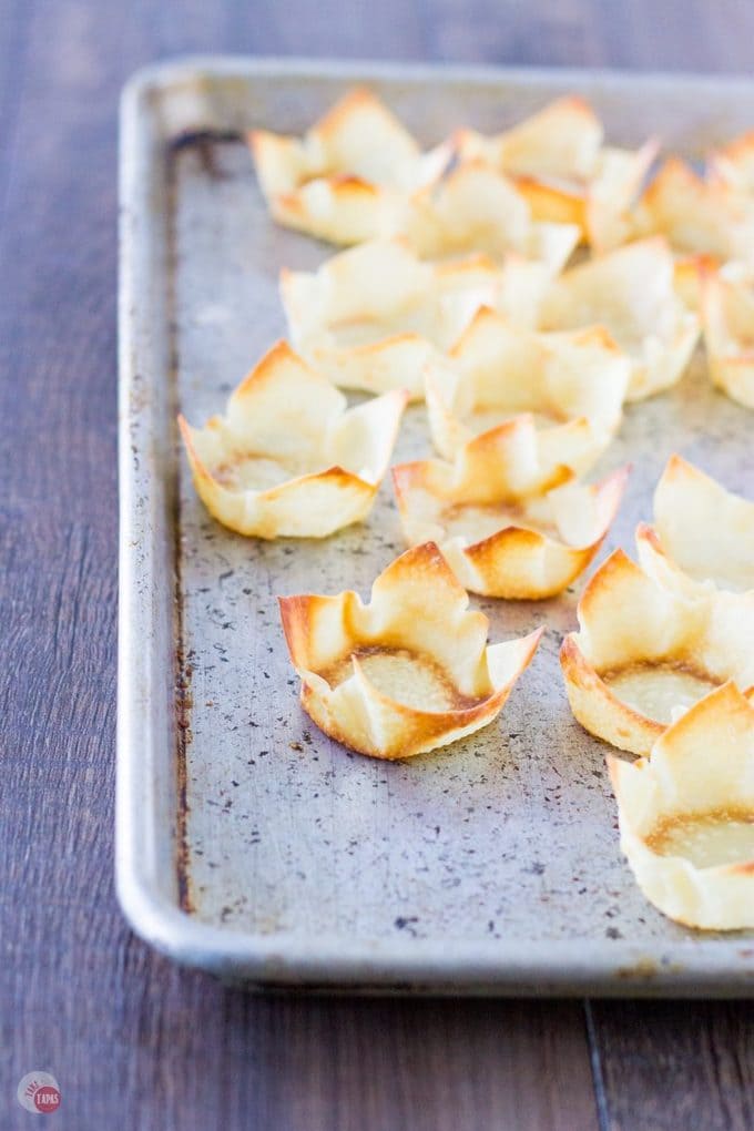 baked Wonton Cups on a sheet pan