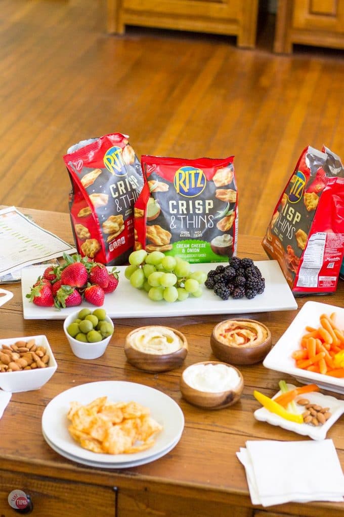close up of a variety of snacks on a coffee table
