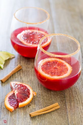 Traditional margarita with blood orange and cinnamon. Blood orange cinnamon margarita recipe | Take Two Tapas