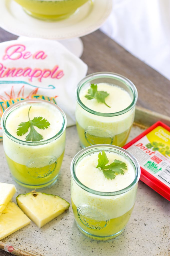 There is a Mocktail version of Pineapple Ginger Prosecco Punch available | Take Two Tapas | #Pineapple #Ginger #Prosecco #punch #Brunch #largebatch #Entertaining #easydrinks