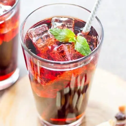 Close up of Red Wine and Cola Kalimotxo Sangria Cocktail