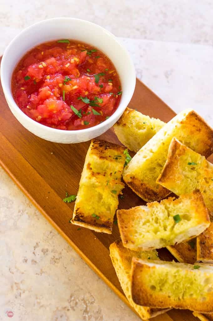 Spanish Grilled Bread with Tomato Pan Con Tomate | Take Two Tapas | #PanConTomate #SpanishTapas #Appetizer #EasyAppetizers #TomatoRecipes #Bread