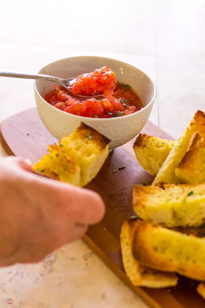 Spanish Pan Con Tomate Tapas Appetizer | Take Two Tapas | #Southern #Tapas #SummerMenu