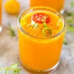 Roasted Tomato Gazpacho Shooters | Take Two Tapas | #Gazpacho #RoastedTomatoes #Tapas #Appetizer #SpanishTapas