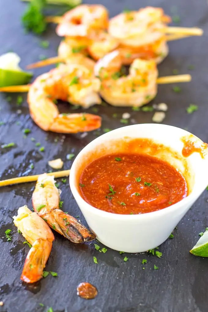 Spicy Sriracha Cocktail Sauce for the Margarita Shrimp Skewers | Take Two Tapas |#Margarita #ShrimpSkewers #SkewerRecipes #SeafoodSkewers #MargaritaShrimp #TequilaShrimp