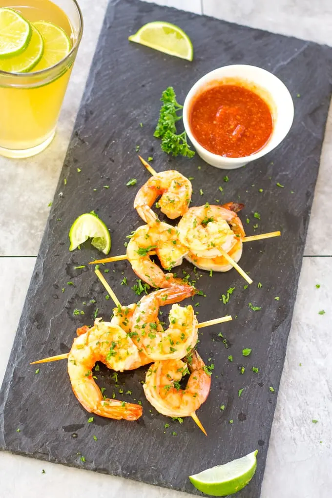 Spicy Margarita Shrimp Skewers Presentation | Take Two Tapas | #Margarita #ShrimpSkewers #SkewerRecipes #SeafoodSkewers #MargaritaShrimp #TequilaShrimp