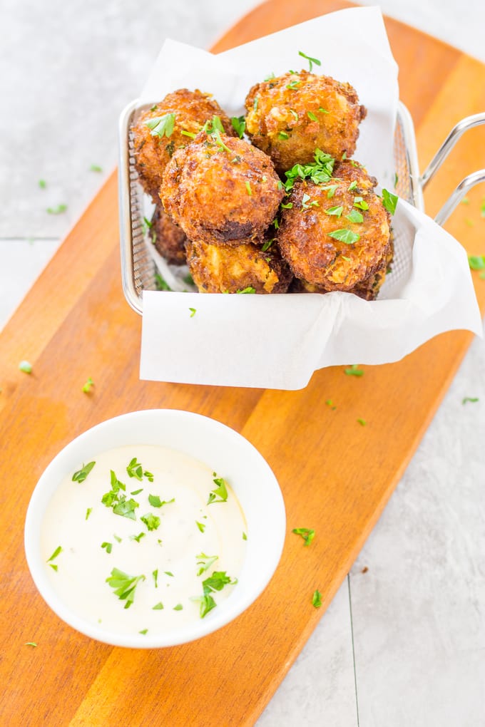 Spicy Bacon Manchego Croquettes with Tabasco Ranch