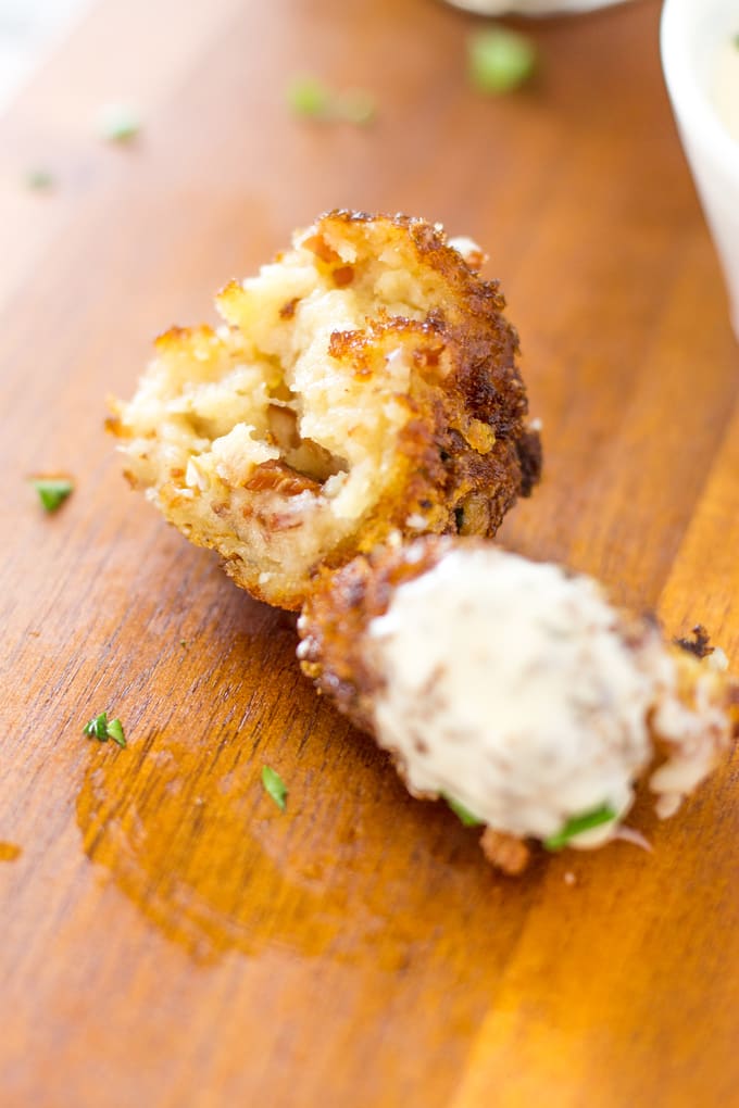 Dough is cooked and chilled before frying into these Bacon Manchego Croquettes | Take Two Tapas