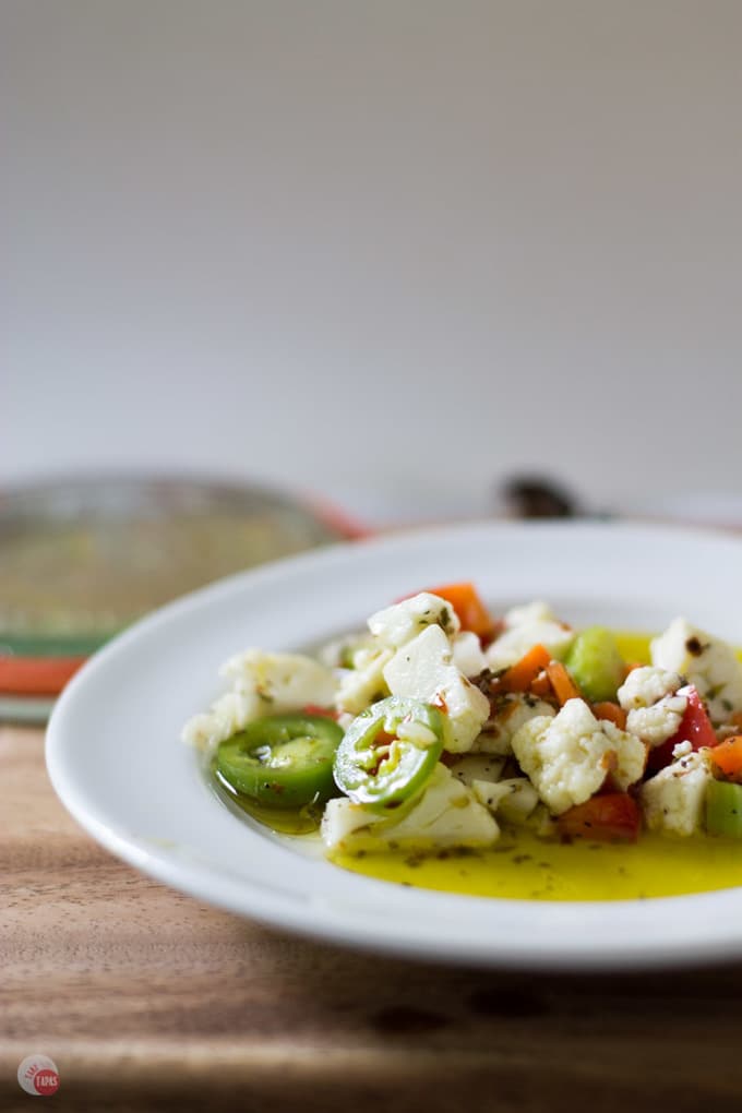 Giardineria Pickled Vegetable Relish on a white plate