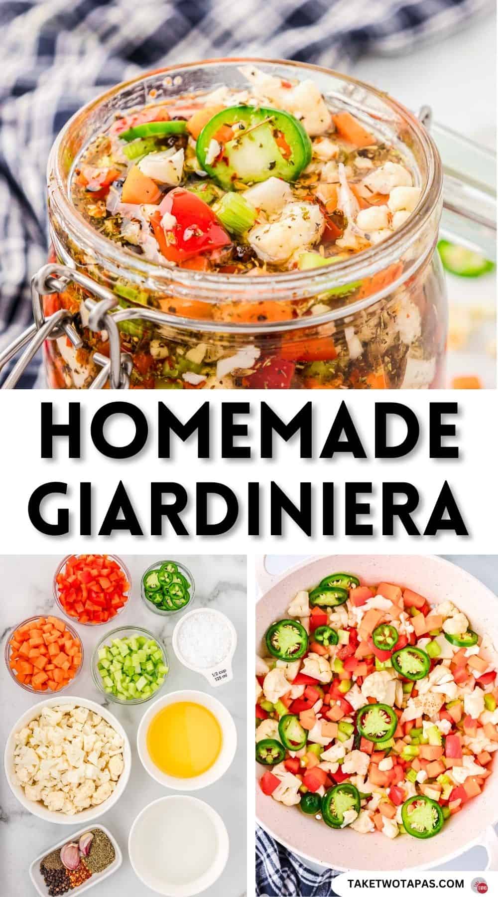 Pinterest pin image for homemade giardiniera recipe