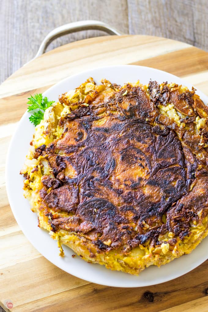 Potato omelettte or Tortilla Espanola with Pimento Cheese | Take Two Tapas