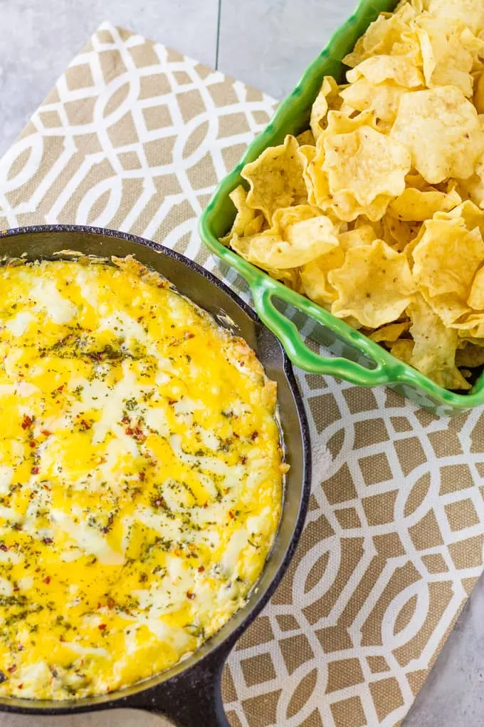 Tailgate with this smoky and cheesy Poblano Popper Skillet Dip | Take Two Tapas | #SkilletDip #PoblanoPopper #JalapeñoPopper #TailgatingDip #MakeAheadTailgatingFood