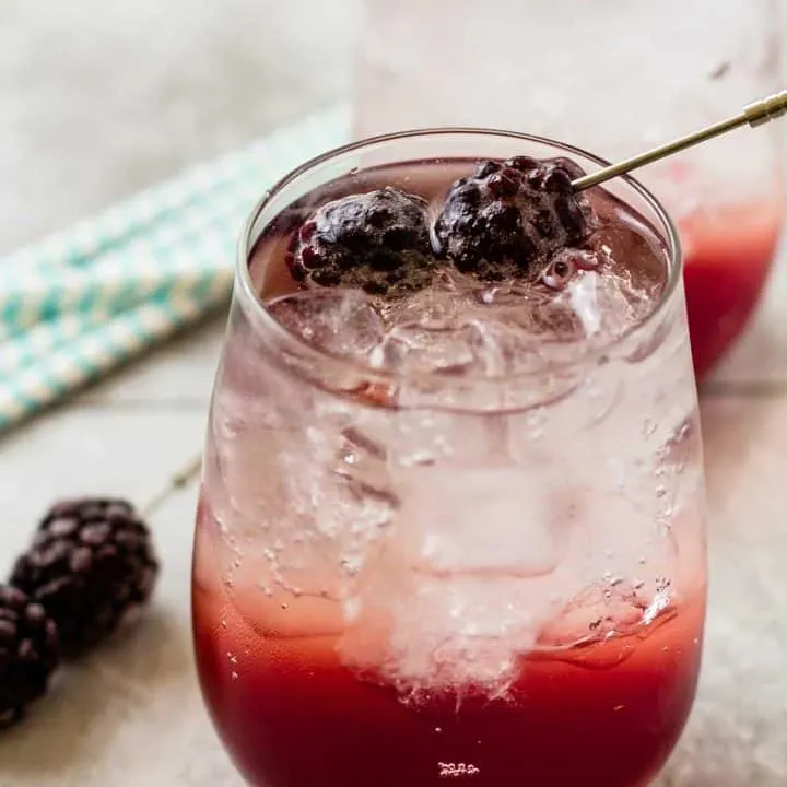 close up of Blackberry coconut splash cocktail