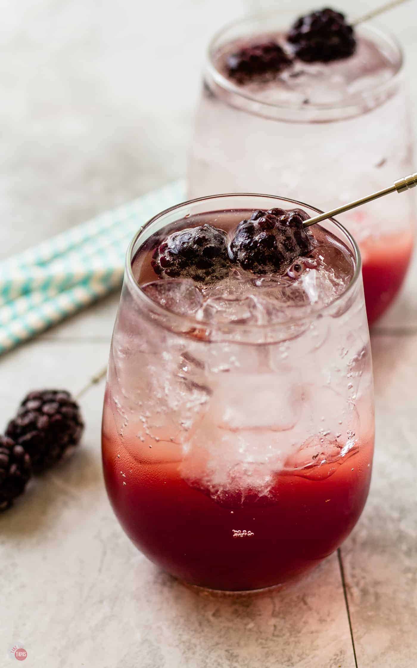 close up of Blackberry coconut splash cocktail