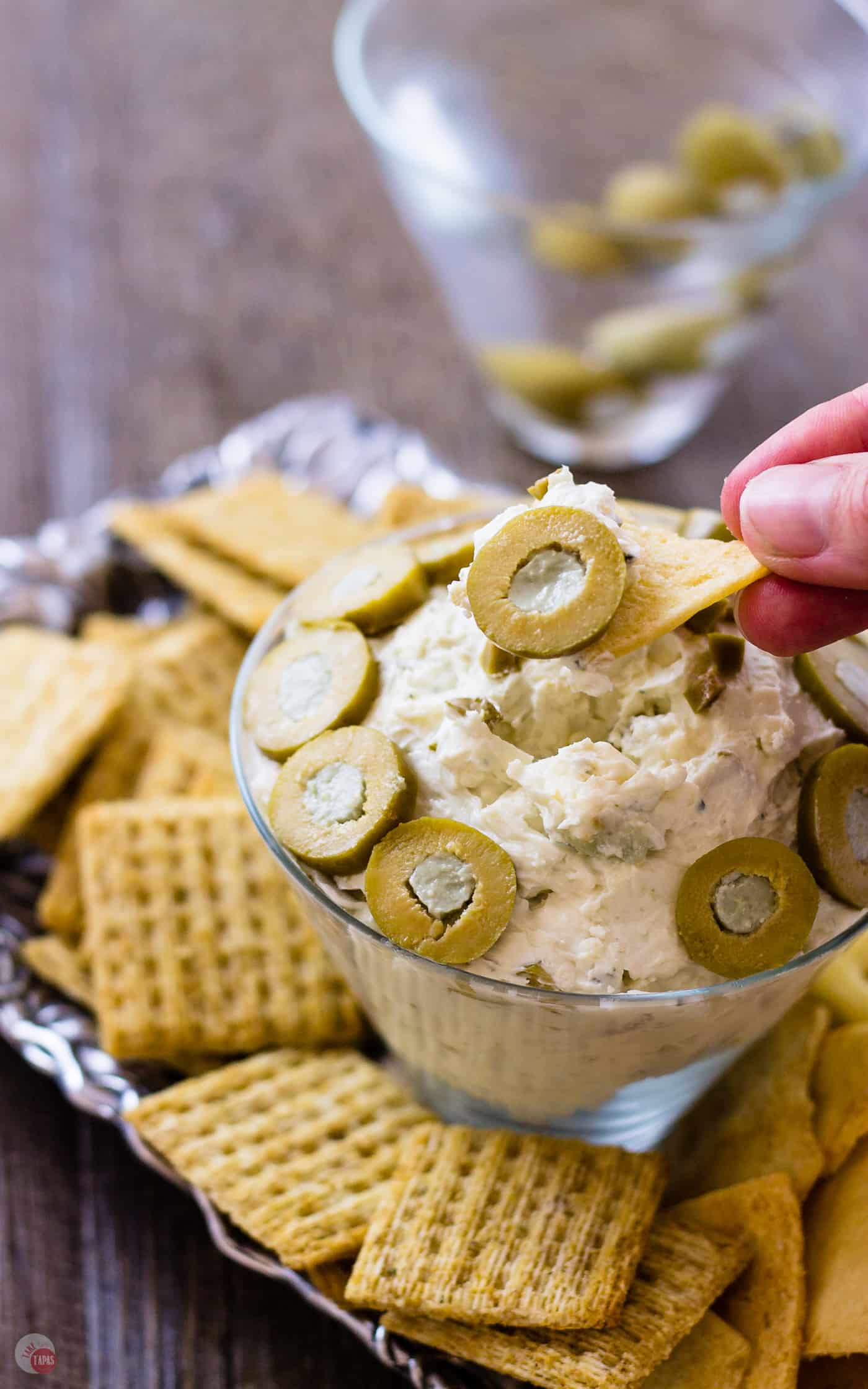 James Bond would be jealous of this martini! Dirty Martini Cheese Ball | Take Two Tapas