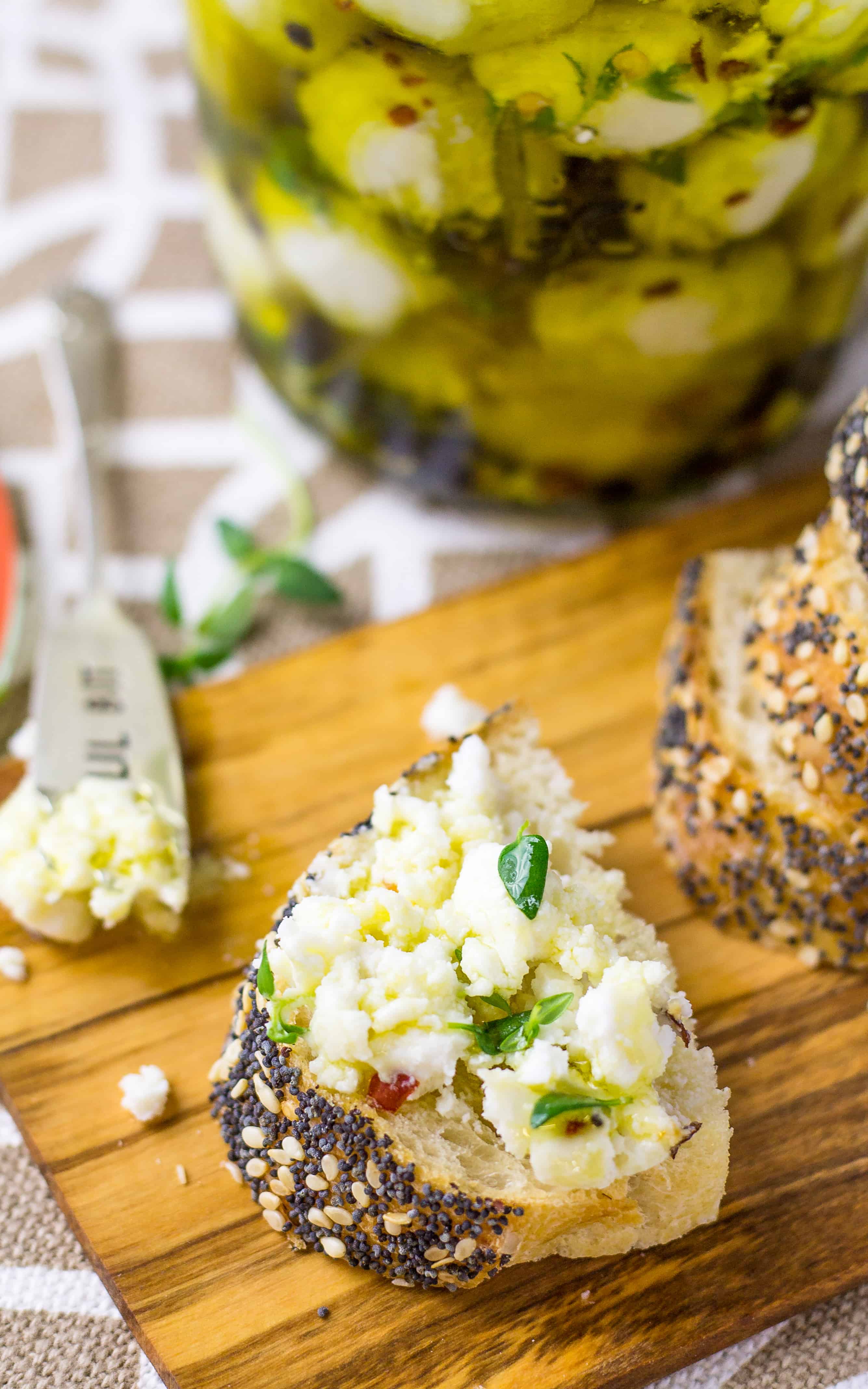 These Marinated Goat Cheese Balls will elevate any slice of bread! | Take Two Tapas