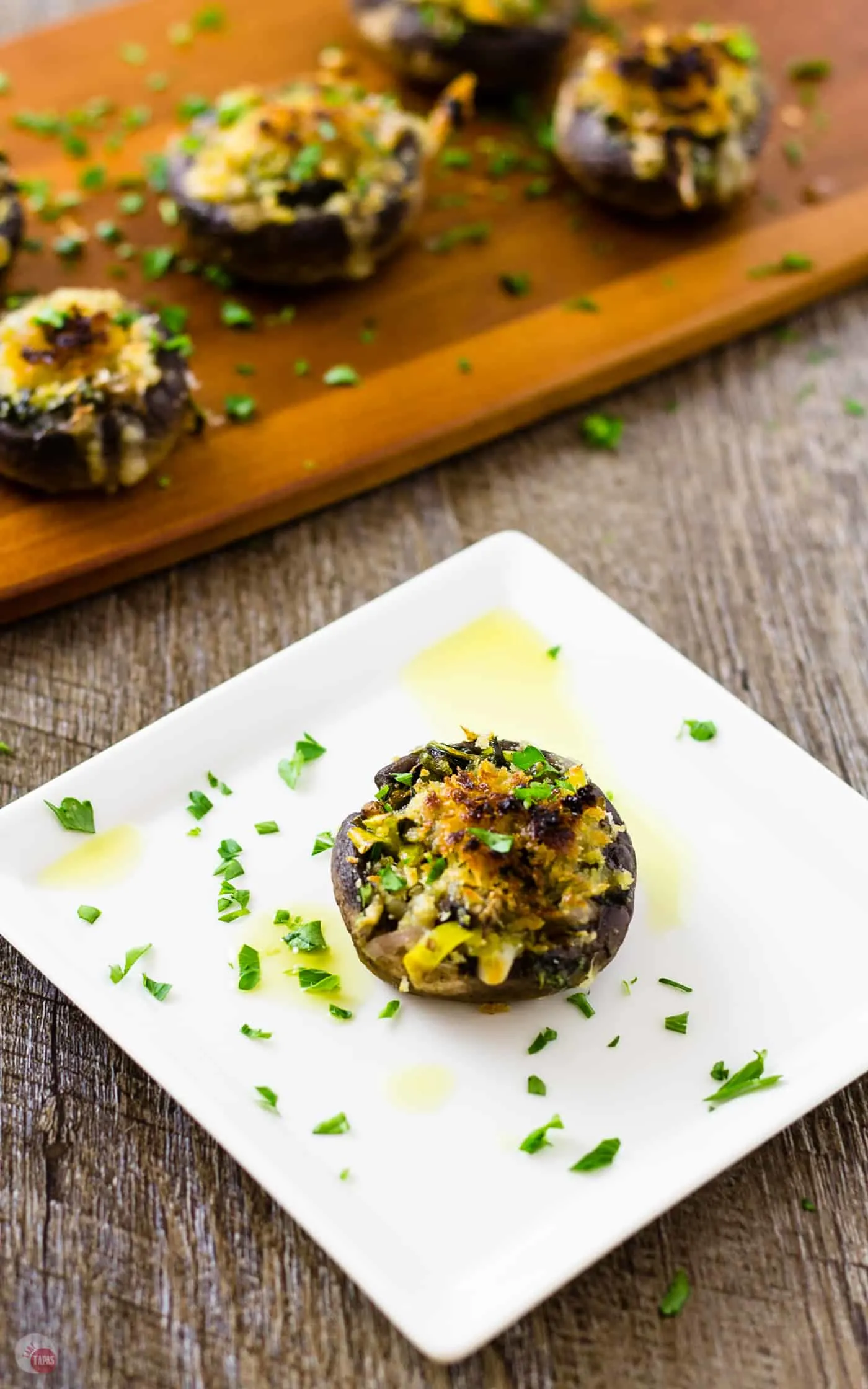 stuffed mushroom on a plate