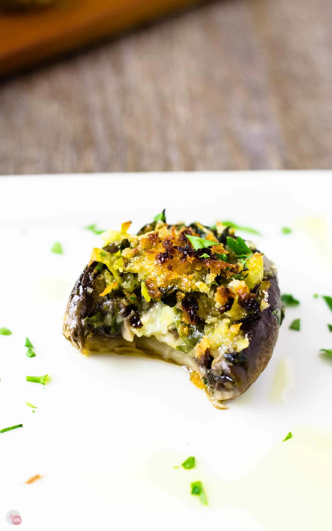 bite of stuffed mushroom