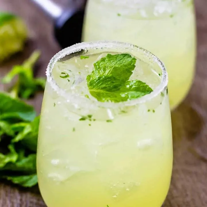 Mariachi mash, lemon lime cocktails on a wooden table