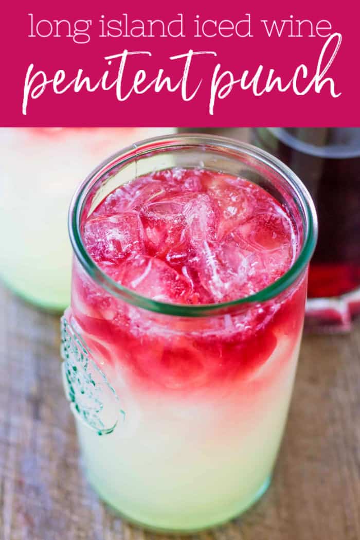 image of penitent punch cocktail with text "long island iced wine - penitent punch"