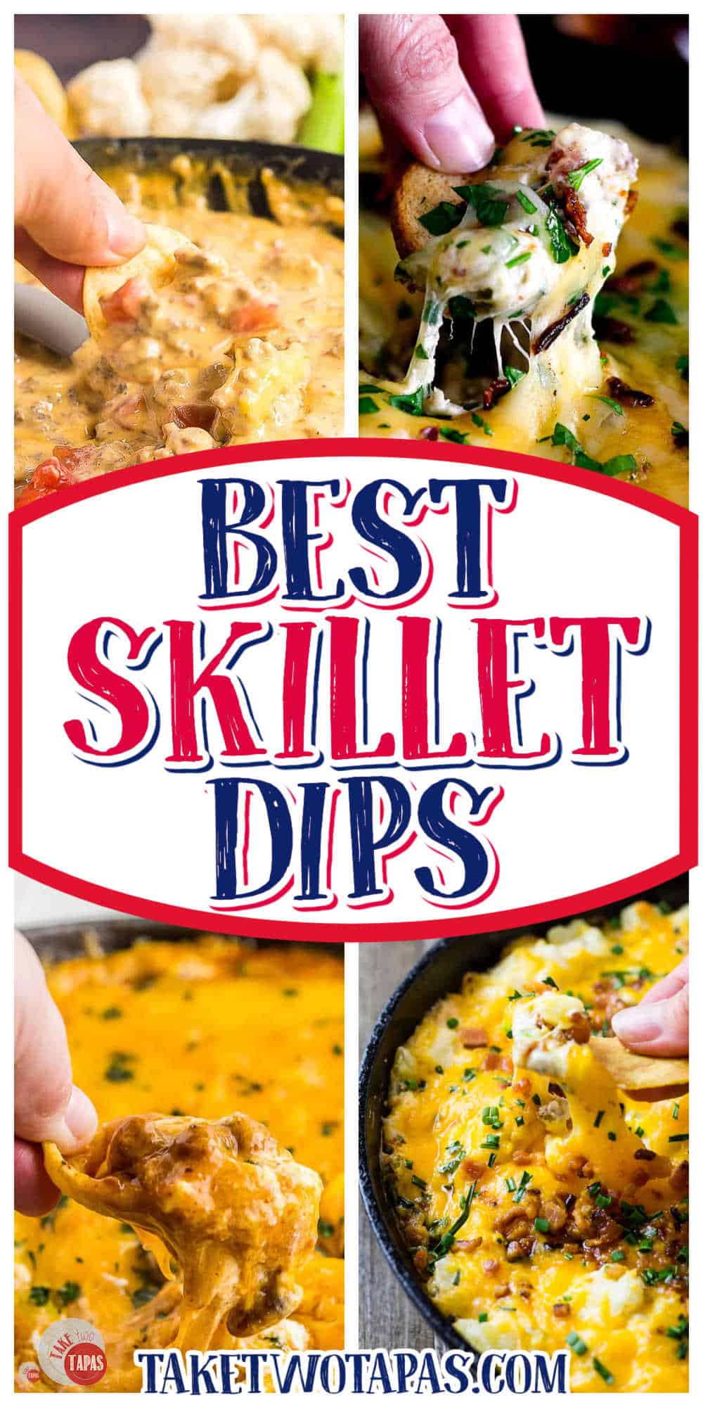 collage of skillet dips with text "best skillet dips"