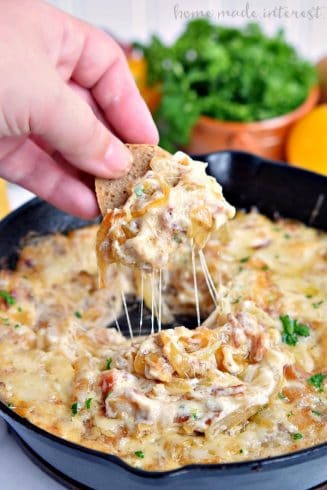 Caramelized Onion Bacon Skillet Dip - Homemade Interest | Take Two Tapas
